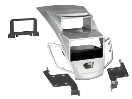 Monteringsram 2-DIN med prylfack Ford Fiesta, silver i gruppen Billjud / Vad passar i min bil / Ford / Fiesta / Fiesta 2013-2017 hos BRL (700281114212)