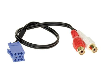AUX-adapter med RCA-kontakter för bilstereo.