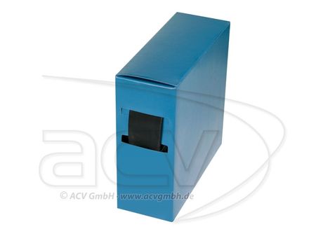 En blå förpackning som visar krympslang för olika dimensioner.