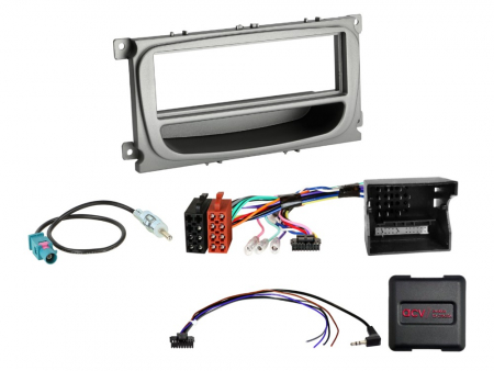 1-DIN Kit Ford silver SWC/CAN Bus/Fakra i gruppen Billjud / Vad passar i min bil / Ford / S-Max / S-Max 2006- hos BRL (700611114371)