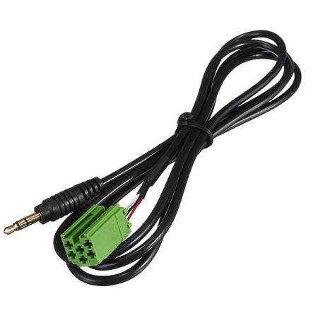 Aux-kabel med 3.5mm-kontakt och Mino-ISO, 1 meter lång.
