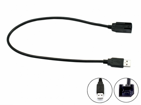 USB-adapter för Fiat med två anslutningar, en USB och en bilkontakt.