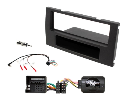 Installationskit för bilradio med adapter och ram för Ford-modeller.