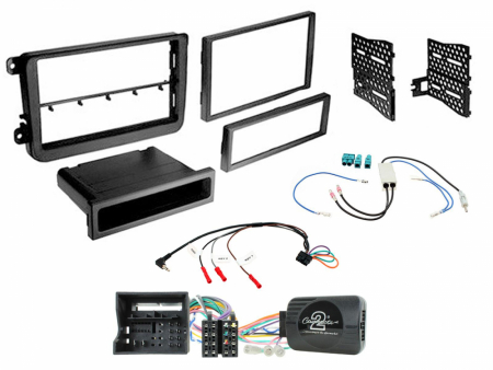 Installationskit 1/2-DIN Volkswagen MIB-PQ 15>, svart i gruppen Billyd / Hva passer i min bil  / Volkswagen / Transporter / Transporter T6 2015-2020 / Byta stereo Transporter T6 2015-2020 hos BRL Electronics (701CTKVW23)