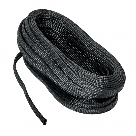 Svart kabelstrumpa, 10 meter, för kabelskydd och -organisation, 6-12 mm.