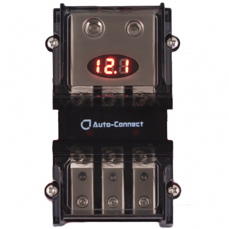 Auto-Connect mini-ANL säkringsblock med voltmätare, 3 st. säkringar i gruppen Billjud / Tillbehör / Säkringshållare hos BRL Electronics (720FB3MANLL2)