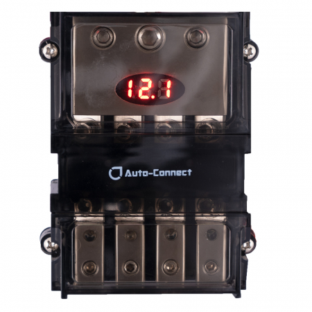 Auto-Connect mini-ANL säkringsblock med voltmätare, 4 st. säkringar i gruppen Billjud / Tillbehör / Säkringshållare hos BRL Electronics (720FB4MANLL2)