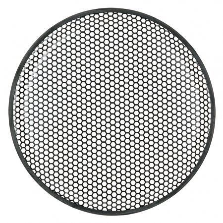 Runt högtalargaller med hexagonmönster, 15 tum i diameter.