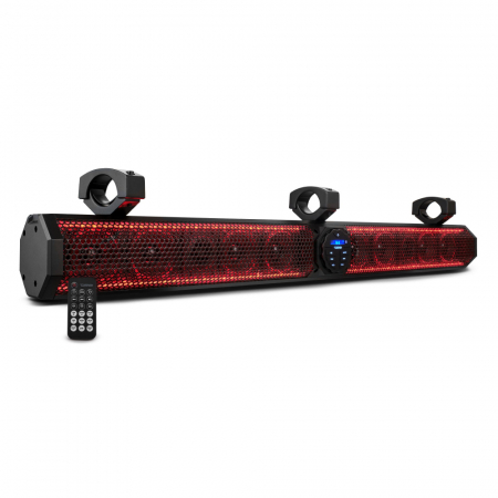 Vädertålig soundbar med Bluetooth, USB, RGB och fjärrkontroll. 37 tum lång.