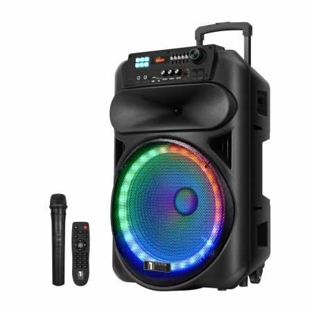 System One PartyBox 120 partyhögtalare med mikrofon och Bluetooth, demovara i gruppen Hemmaljud / Högtalare / Partyhögtalare hos BRL Electronics (815PB120BBFYND)