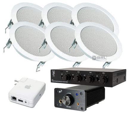 Trådlöstpaket Infällnadshögtalare 3par,  högtalarväxel och förstärkare i gruppen Paketlösningar / Paket för hemmet / Multiroompaket hos BRL (830HOGTALARPKT11)