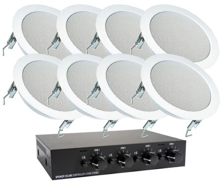 Infällnadshögtalare 4 par och högtalarväxel i gruppen Paketlösningar / Paket för hemmet / Multiroompaket hos BRL (830HOGTALARPKT4)