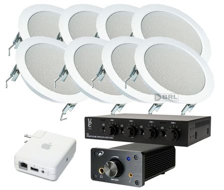 Trådlöstpaket Infällnadshögtalare 4par,  högtalarväxel och förstärkare i gruppen Paketlösningar / Paket för hemmet / Multiroompaket hos BRL (830HOGTALARPKT6)