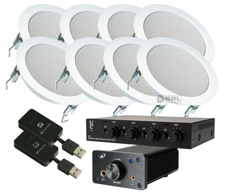 Trådlöstpaket Infällnadshögtalare 4par,  högtalarväxel och förstärkare i gruppen Paketlösningar / Paket för hemmet / Multiroompaket hos BRL (830HOGTALARPKT7)