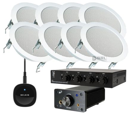 Trådlöstpaket Infällnadshögtalare 4par,  högtalarväxel och förstärkare i gruppen Paketlösningar / Paket för hemmet / Multiroompaket hos BRL (830HOGTALARPKT8)