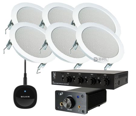 Trådlöstpaket Infällnadshögtalare 3par,  högtalarväxel och förstärkare i gruppen Paketlösningar / Paket för hemmet / Multiroompaket hos BRL (830HOGTALARPKT9)