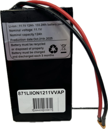 Li-ion vap batteri 12,6 (11,1v) 12Ah (BMS), (2,2h till 2xE30 lampan) i gruppen Billjud / LED-Belysning / Enduro / Vad passar min hoj / Beta / 2020- / 2-takt hos BRL (871LIION1211VVAP)