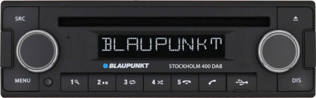 Retro bilstereo med Bluetooth och DAB+, tydlig display och flera funktioner.