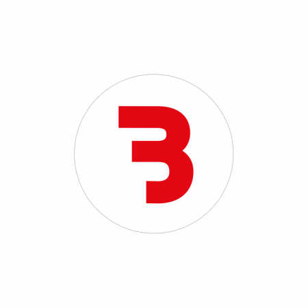 Bass Habit B-klistermärke 7x7cm, vit och röd i gruppen Billyd / Tilbehør / Merchandise hos BRL Electronics (899BROUNDFW)