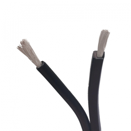 Svart högtalarkabel med två ledare, 1,5 mm², pris per meter.