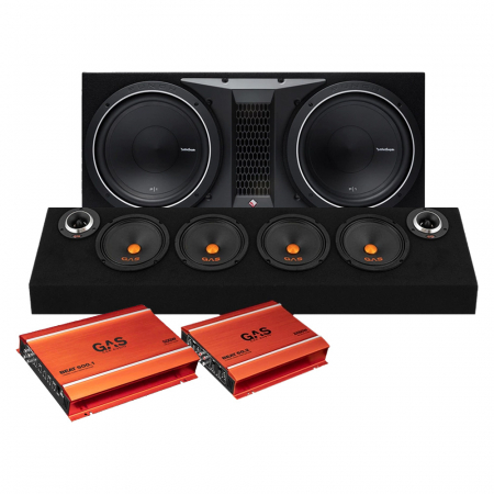 Rockford Fosgate P1-2x12 baspaket & raggarplanka med slutsteg i gruppen Paketlösningar / Paket för bilen / Raggarpaket hos BRL (SET510P12X12PKT2)