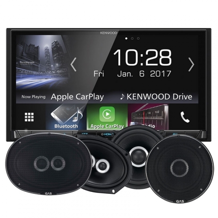 Kenwood DMX-7017BTS & GAS Silver-högtalare