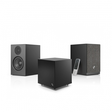 Audio Pro A28 & SW-5 aktivt 2.1 högtalarpaket, svart i gruppen Paketlösningar / Paket för hemmet / Högtalarpaket hos BRL Electronics (SETA28PKT1)
