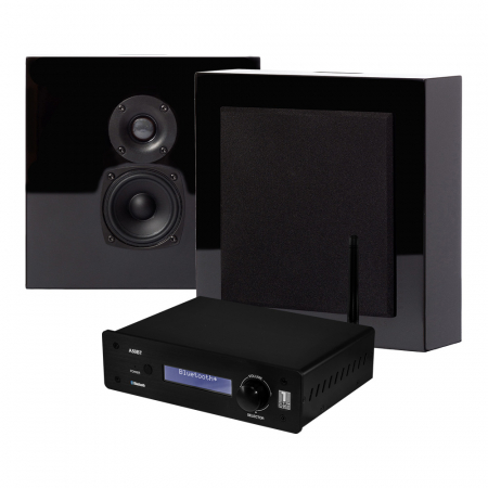 System One A50BT & 2-pack DLS Flatbox Mini stereopaket, svart i gruppen Lyd til hjemmet / Hifi / Stereopakker hos BRL Electronics (SETA50BTPKT13)