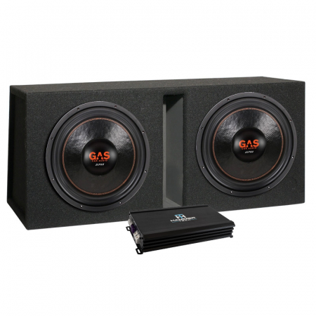 GAS ALPHA 12D2 2x12tum i GV-låda & Hammer Tech Omni Class OCA 1000.1D, baslåda med slutsteg i gruppen Paketlösningar / Paket för bilen / Baspaket hos BRL (SETALPH12D2PKT7)