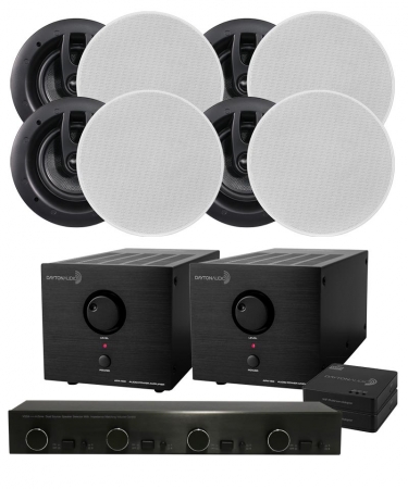 Dayton Audio APA150 med 4st System One IC670, 2st wifi-adapters och VSS4 i gruppen Paketlösningar / Paket för hemmet / Multiroompaket hos BRL Electronics (SETAPA150PKT16)