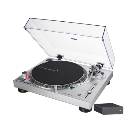 Audio Technica AT-LP120XUSB silver med externt RIAA Fosi Audio Box X5 i gruppen Nyheter hos BRL (SETATLP120XUSBPKT2)
