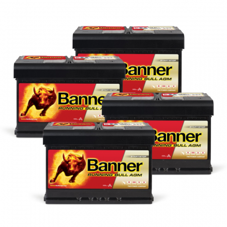 Batteripaket, 4 stycken Banner 70Ah AGM i gruppen Billjud / Tillbehör / Batterier hos BRL Electronics (SETBANNER70X4)