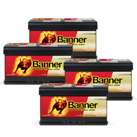 Batteripaket, 4 stycken Banner 92Ah AGM i gruppen Billjud / Tillbehör / Batterier hos BRL Electronics (SETBANNER92X4)