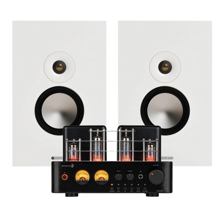 Dayton Audio HTA100 med Monitor Audio Bronze On-Wall 7G i vitt, stereopaket i gruppen Paketlösningar / Paket för hemmet / Stereopaket hos BRL (SETBONWALL7GPKT5)