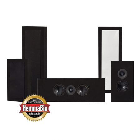 DLS Flatbox XL On-Wall 5.0 högtalarpaket, svart i gruppen Paketlösningar / Paket för hemmet / Högtalarpaket hos BRL Electronics (SETFBXLPKT5)