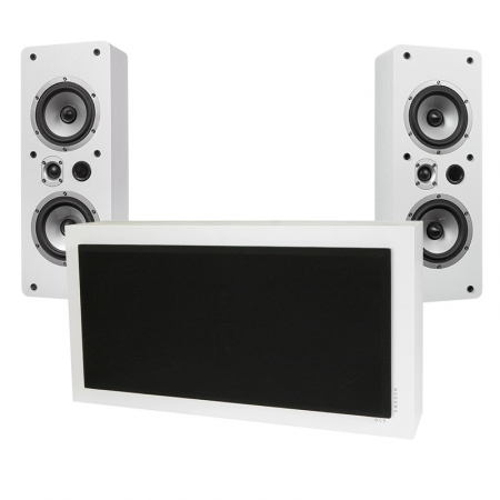 DLS Flatsub Stereo One & Dynavoice Magic LCR-5 EX Vit i gruppen Paketlösningar / Paket för hemmet / Stereopaket hos BRL (SETFLATSUBPKT1)