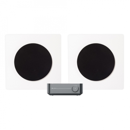 WiiM Amp med DLS Flatbox D-One, 2.0 stereopaket i vitt i gruppen Paketlösningar / Paket för hemmet / Stereopaket hos BRL (SETHDONEPKT2)