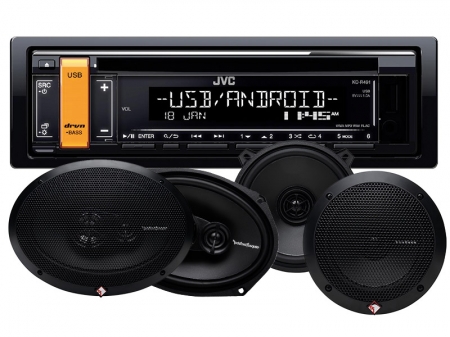 JVC KD-R491 & Rockford Fosgate PRIME-högtalare i gruppen Paketlösningar / Paket för bilen / Bilstereopaket hos BRL Electronics (SETKDR491PRIME)