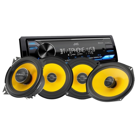 JVC KD-X382BT med JL Audio C1-koaxialhögtalare, bilstereopaket i gruppen Paketlösningar / Paket för bilen / Bilstereopaket hos BRL (SETKDX382BTC1)
