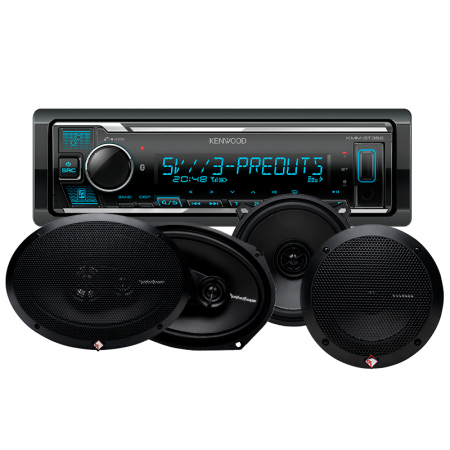 Kenwood KMM-BT358 & Rockford Fosgate Prime-högtalare, bilstereopaket i gruppen Paketlösningar / Paket för bilen / Bilstereopaket hos BRL Electronics (SETKMM356PRIME)