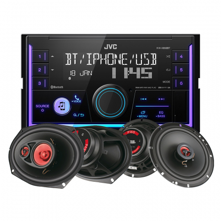 JVC KW-X850BT & Bass Habit Play-högtalare, bilstereopaket i gruppen Paketlösningar / Paket för bilen / Bilstereopaket hos BRL Electronics (SETKWX850BTPLAY)