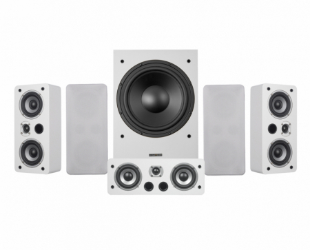Dynavoice Magic LCR-4 EX v3 högtalarpaket 5.1 med MW12, vitt i gruppen Paketlösningar / Paket för hemmet / Högtalarpaket hem hos BRL (SETLCR4PKT3)
