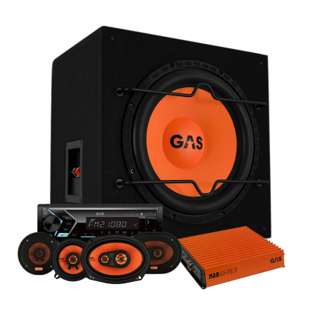GAS MAD B1-112 med GMA152BTR, MAD X1-högtalare & slutsteg i gruppen Pakkeløsninger / Pakker for bilen / Helhetspakker hos BRL Electronics (SETMADB1112PKT3)