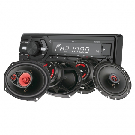 GAS MAD M100-BT bilstereopaket med Bass Habit Play-högtalare i gruppen Paketlösningar / Paket för bilen / Bilstereopaket hos BRL Electronics (SETMADM100BTPKT4)