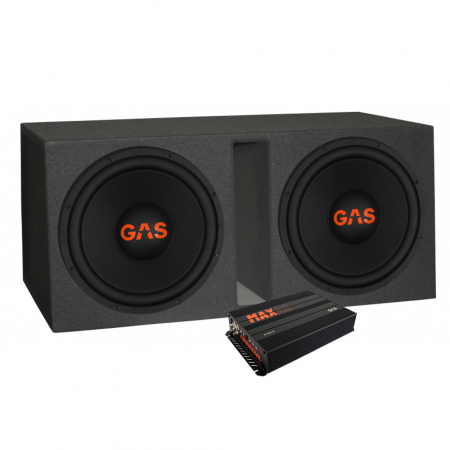 GAS MAD S2-15D2 2x15 tum i GV-låda & MAX A2-800.1D, baspaket i gruppen Paketlösningar / Paket för bilen / Baspaket hos BRL Electronics (SETMADS215D2PKT3)