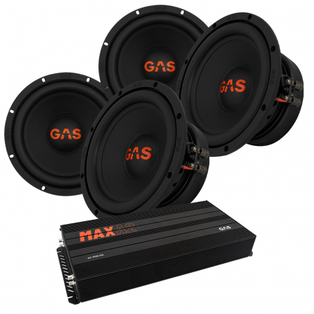 4-pack GAS MAD S2-8D2 & MAX A2-1500.1D, baspaket i gruppen Paketlösningar / Paket för bilen / Baspaket hos BRL Electronics (SETMADS28D2PKT4)