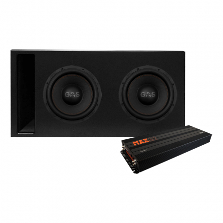 GAS MAX S1-12D1 2x12 tum i Competition-baslåda & MAX A2-2500.1DL, baspaket i gruppen Paketlösningar / Paket för bilen / Baspaket hos BRL (SETMAXS112D1PKT5)