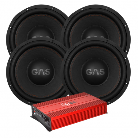 4-pack GAS MAX S1-15D2 med Bass Habit SE8000.1D1, baspaket i gruppen Paketlösningar / Paket för bilen / Baspaket hos BRL Electronics (SETMAXS115D2PKT2)