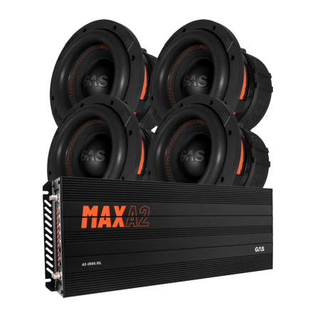 4-pack GAS MAX S1-8D1 & MAX A2-2500.1DL, baspaket till jänkare i gruppen Paketlösningar / Paket för bilen / Baspaket hos BRL Electronics (SETMAXS18D1PKT4)