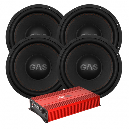 4-pack GAS MAX S1-15D1 med Bass Habit SE8000.1D2, baspaket i gruppen Paketlösningar / Paket för bilen / Baspaket hos BRL Electronics (SETMAXS215D1PKT4)